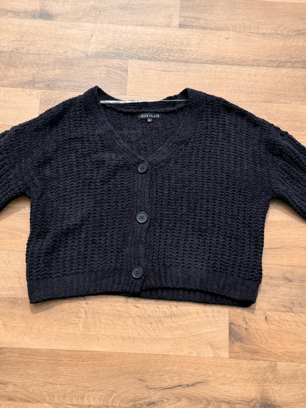 Love+Ellie Black Cropped Button-Front Cardigan